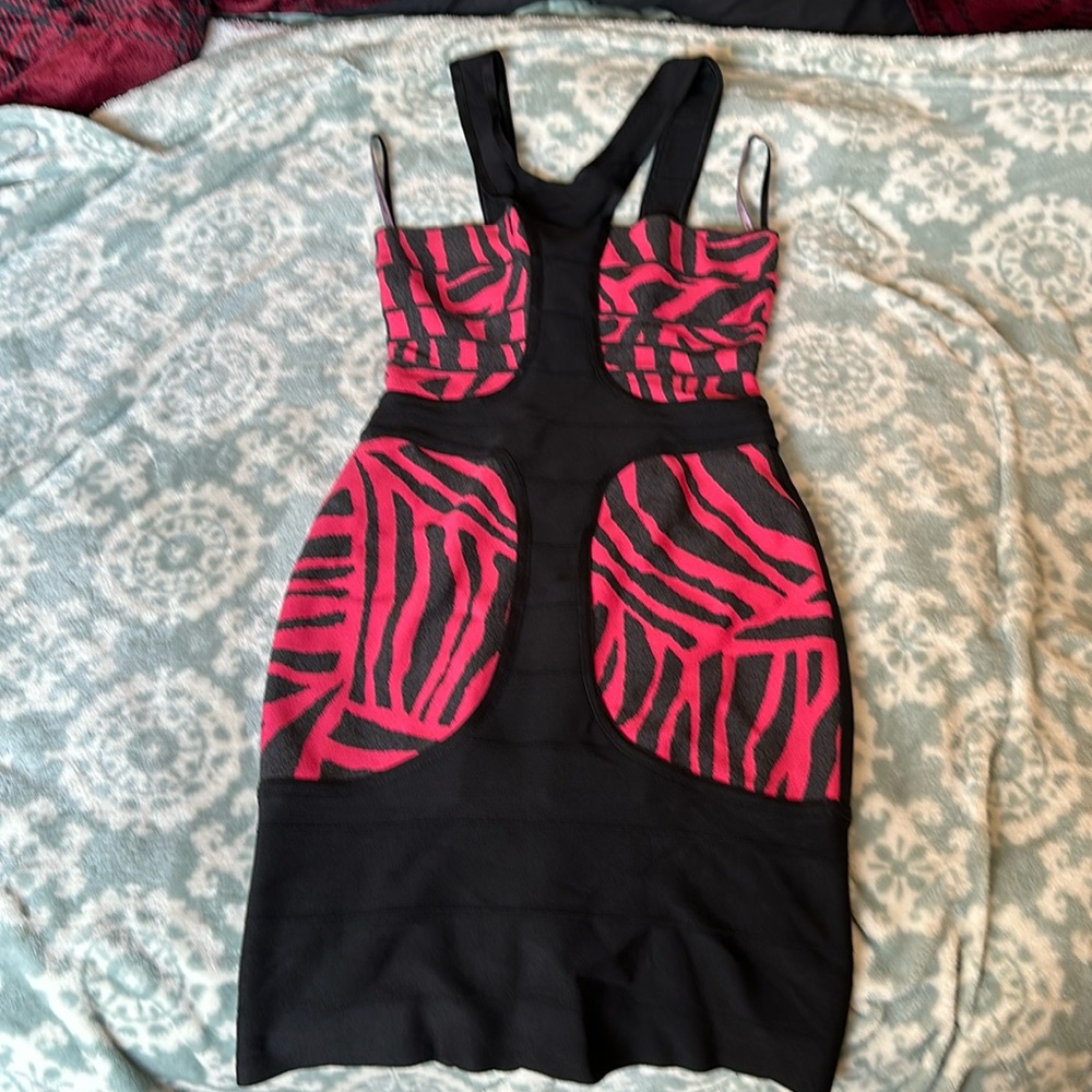 Pink and black Herve Leger